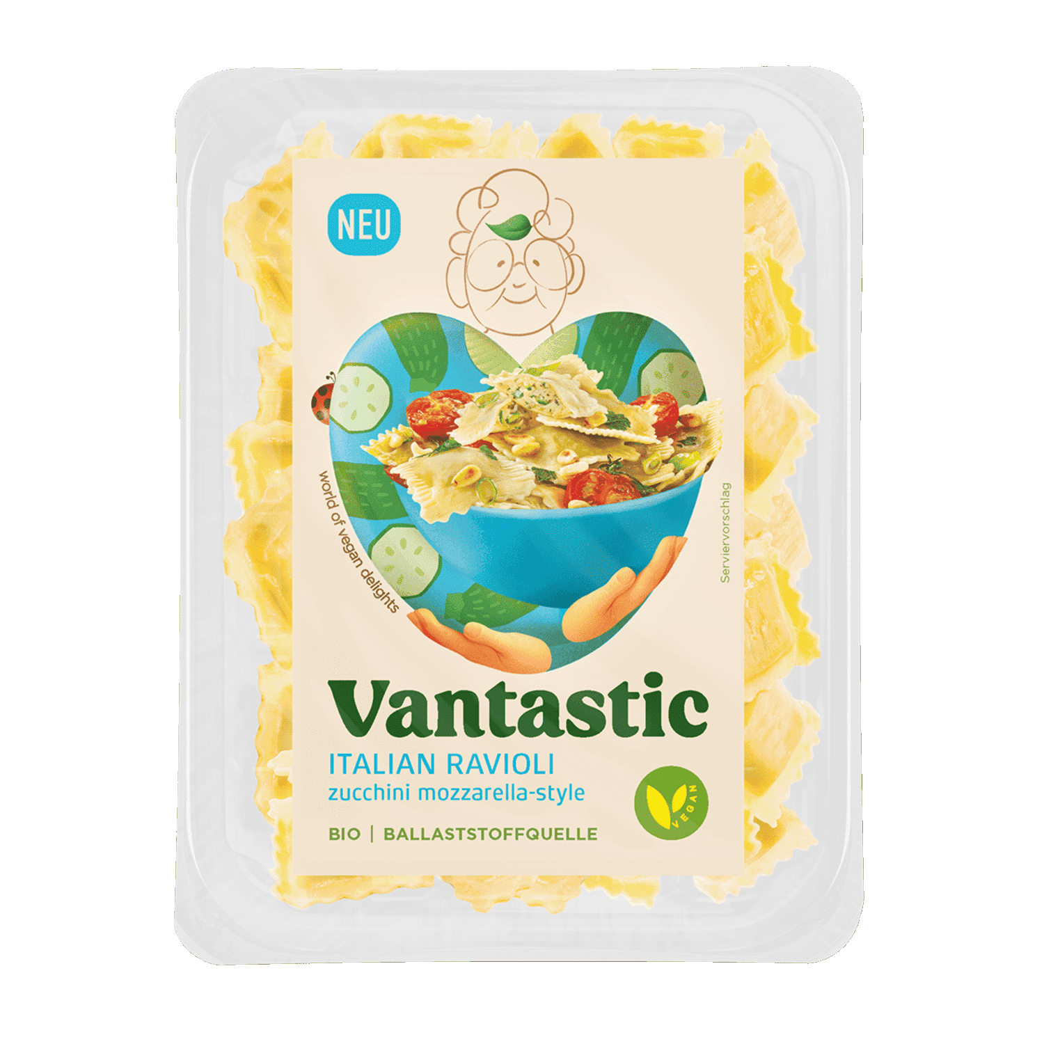 Italian Ravioli Zucchini Mozzarella Style, BIO, 250g