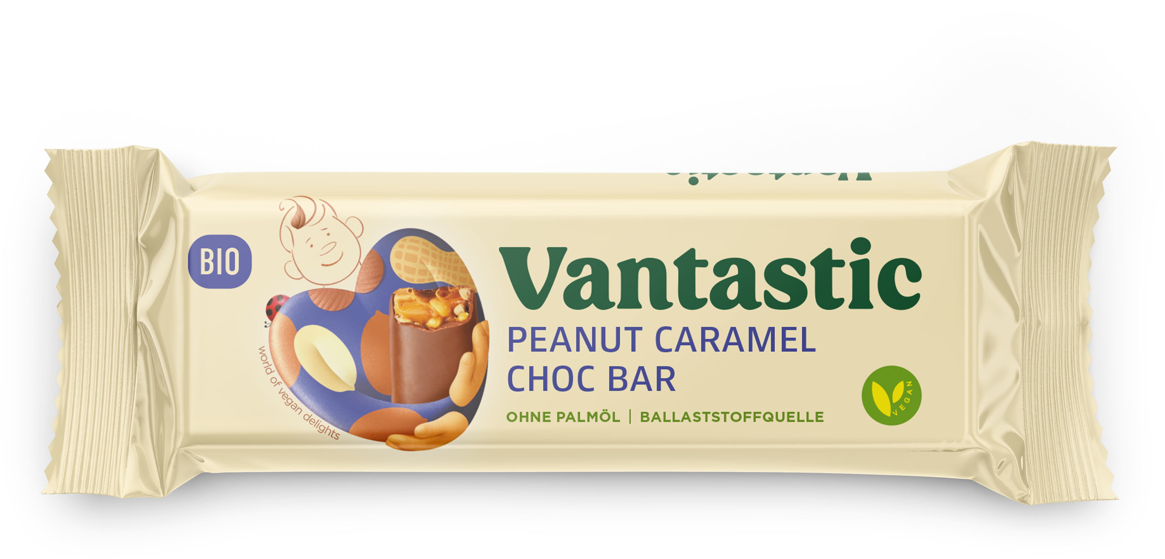 Vantastic Peanut Caramel Choc Bar, BIO, 40g