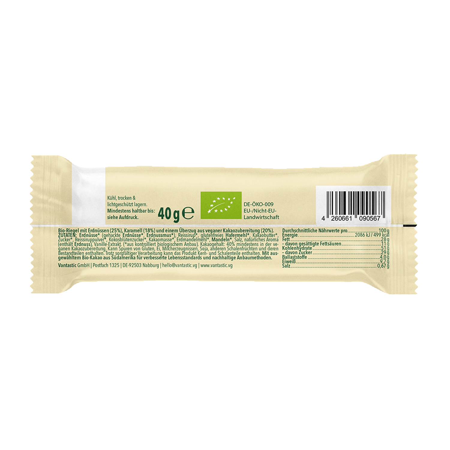 Peanut Caramel Choc Bar, BIO, 40g