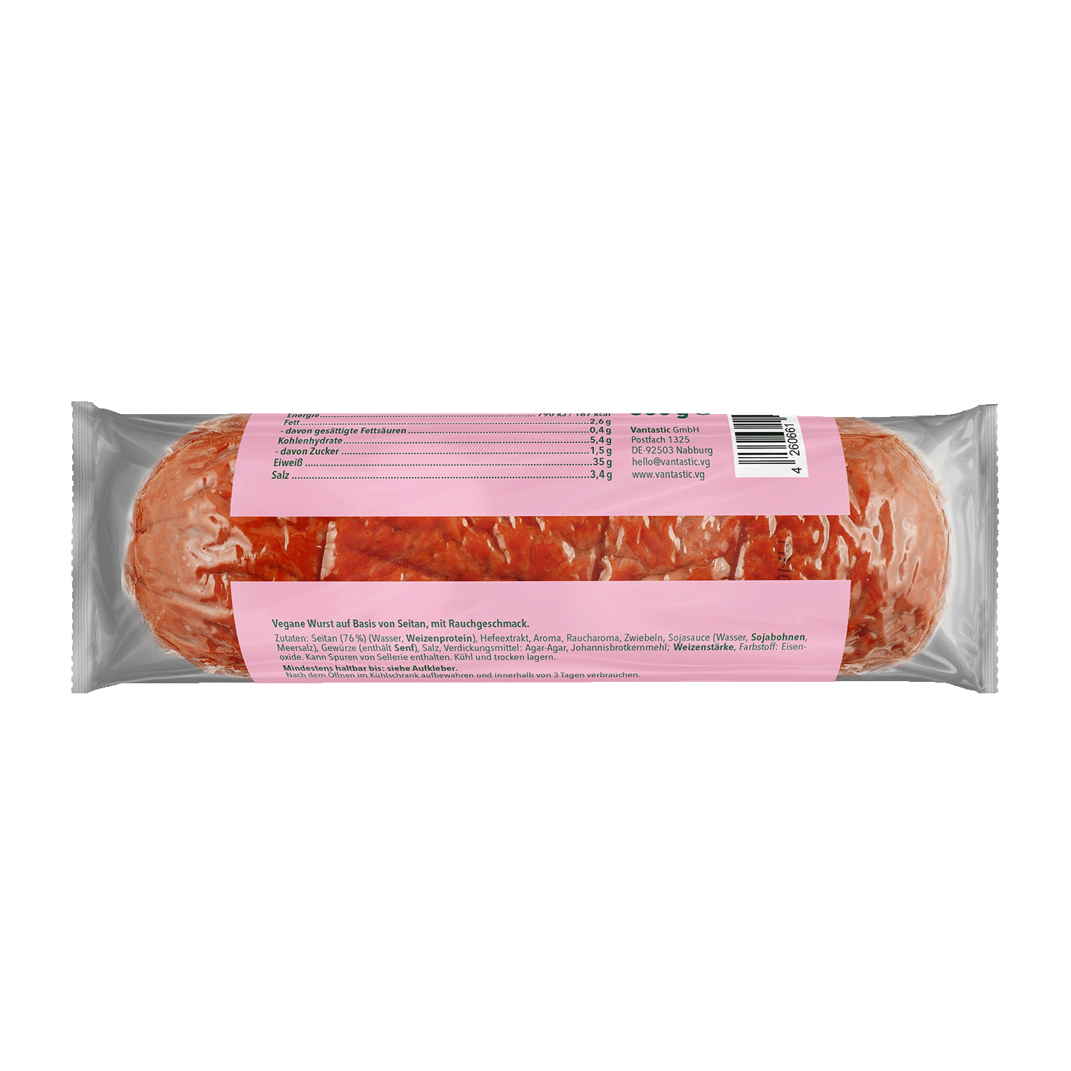 Smoky Seitan Sausage for Slicing, 500g